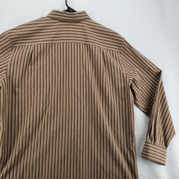 Dockers Shirt Men's Long Sleeve Striped Casual Button Up Collared Brown XL - Picture 10 of 11